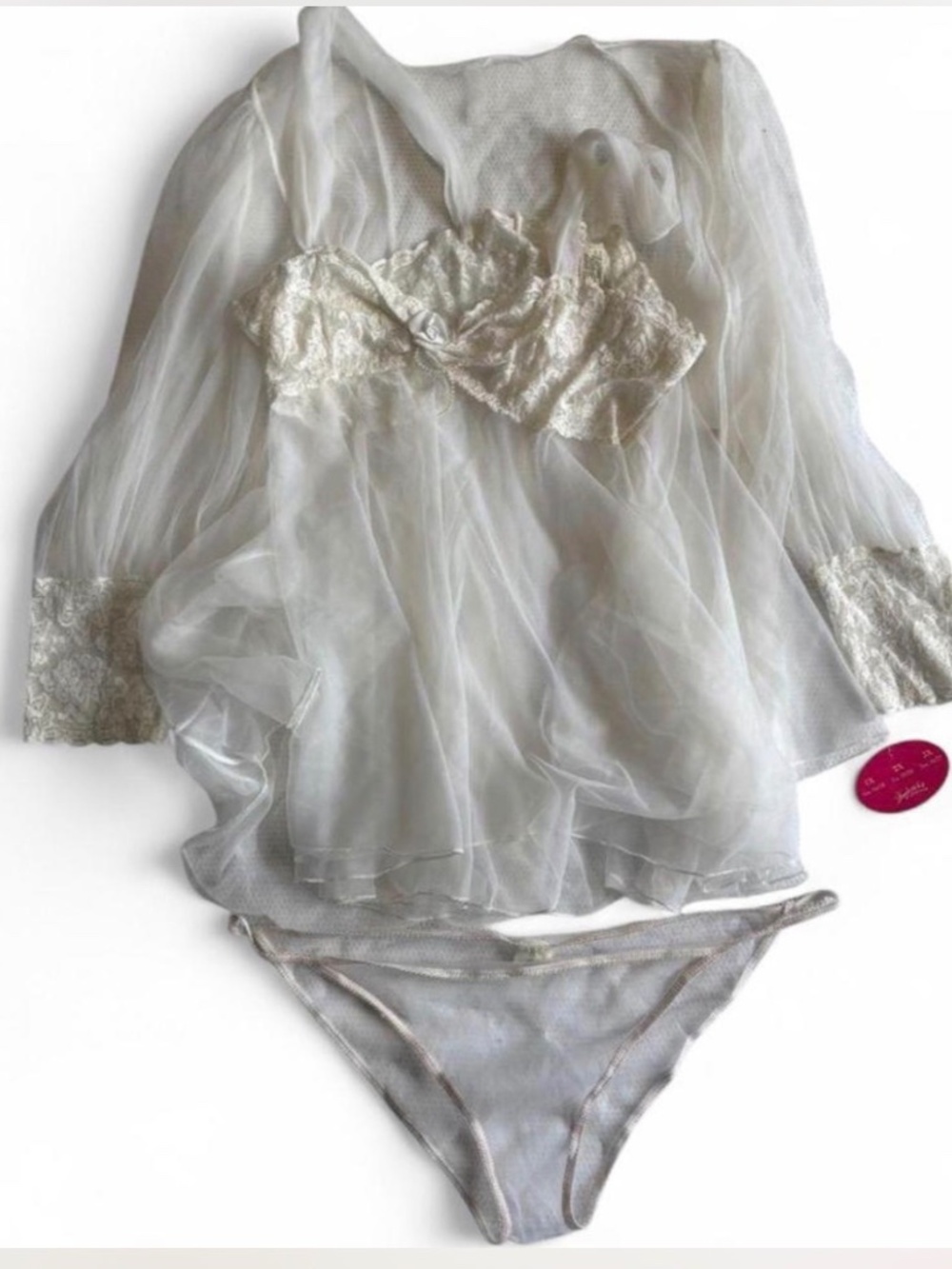 Vintage Frederick’s of Hollywood NOS White Sheer Bridal Babydoll Robe Set 2X